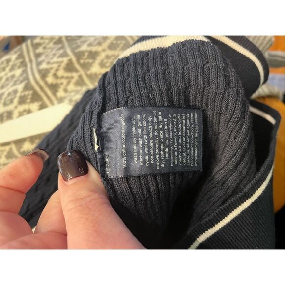 Tommy Hilfiger Navy Nautical Johnny Collar Fine Cable Knit Sweater sz XL NWT - Picture 6 of 6